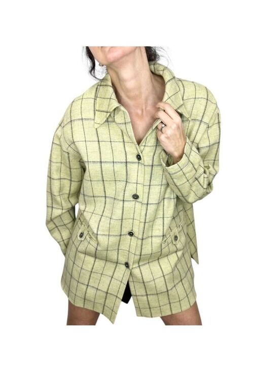 Eugen Klein Jackets & Blazers - Eugen Klein Germany pale green boxy plaid 100% wool overshirt shacket 14